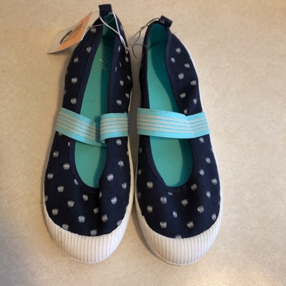 Mary Jane by cat&jack navy with polka dots
